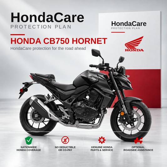 Honda CB750 Hornet HondaCare Protection Plan benefits and coverage information