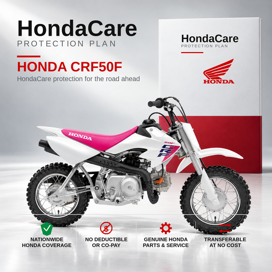 Honda CRF50F HondaCare Protection Plan benefits and coverage information